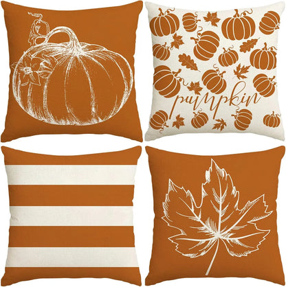 Pumpkin Vibrant Leaf Cushion Pillowcase