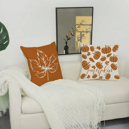 Pumpkin Vibrant Leaf Cushion Pillowcase